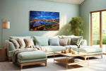 Electric Twilight Over False Creek - Urban Wall Art, Cityscape Canvas Print, Modern City Art