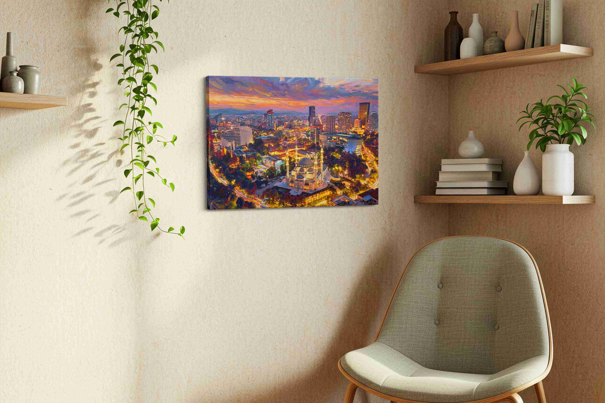 Twilight Over Ankara’s Heart urban canvas print, hanging on wall — view 3