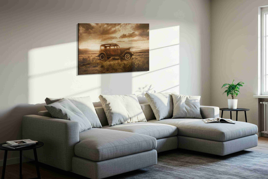 Dustbound Reverie vintage canvas print in a living room scene