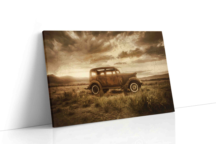Dustbound Reverie vintage canvas print gallery-wrapped landscape canvas studio shot
