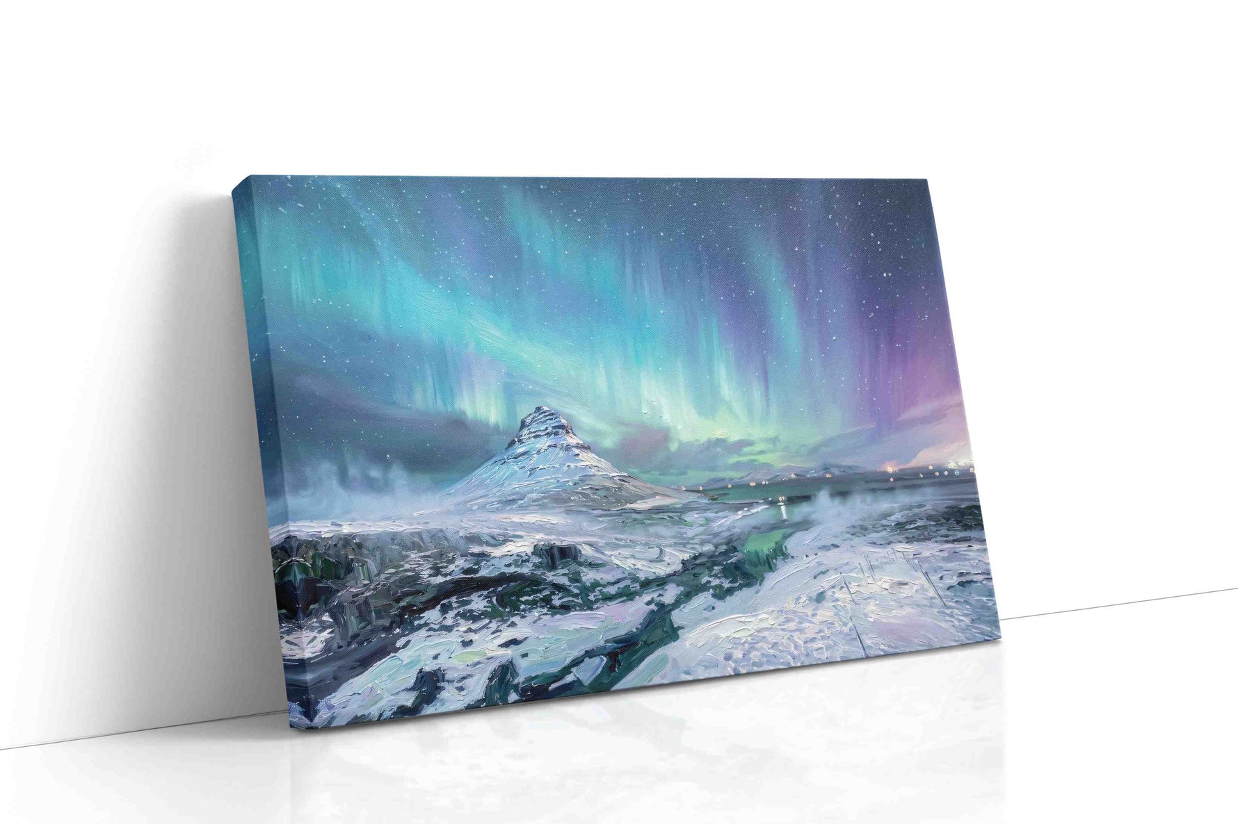 Aurora Over Silent Fjord winter canvas print, gallery-wrapped, ready to hang