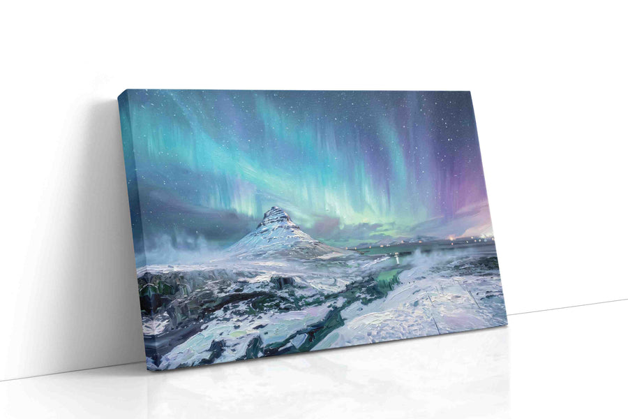 Aurora Over Silent Fjord winter canvas print, gallery-wrapped, ready to hang