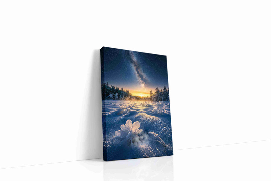 Celestial Frost Bloom winter canvas print, gallery-wrapped, ready to hang