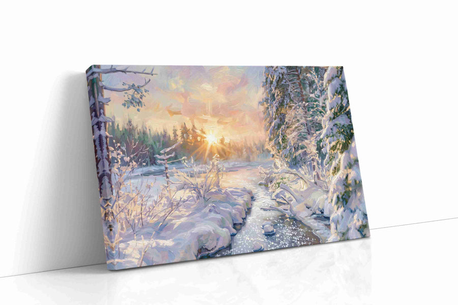 Emberlight on Frost Creek winter canvas print gallery-wrapped landscape canvas studio shot
