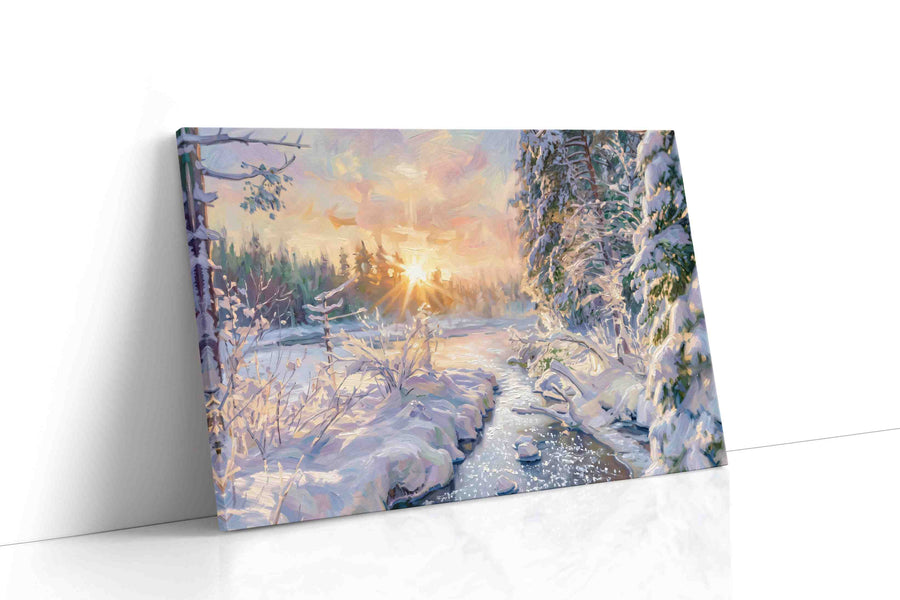 Emberlight on Frost Creek winter canvas print, gallery-wrapped, ready to hang