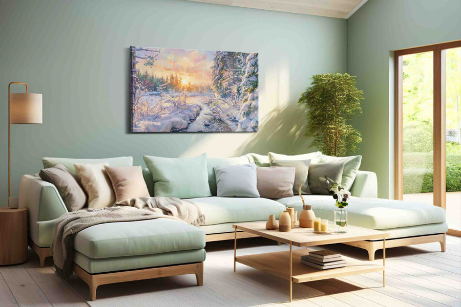 Emberlight on Frost Creek winter canvas print, hanging on wall