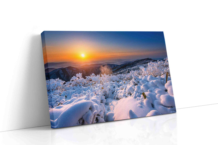 Emberlight on Winter Peaks winter canvas print gallery-wrapped landscape canvas studio shot