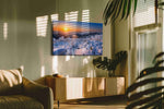 Emberlight on Winter Peaks winter canvas print in a hung canvas mockup