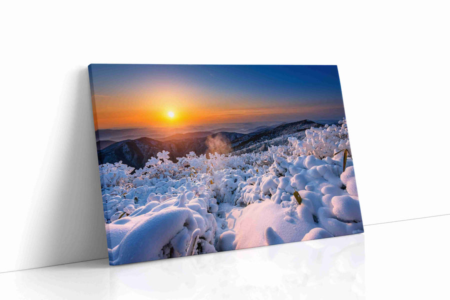Emberlight on Winter Peaks winter canvas print, gallery-wrapped, ready to hang
