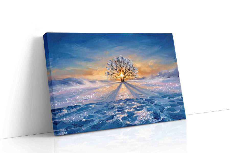 Frostfire Solitude winter canvas print gallery-wrapped landscape canvas studio shot