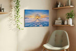 Frostfire Solitude winter canvas print, displayed in a living room
