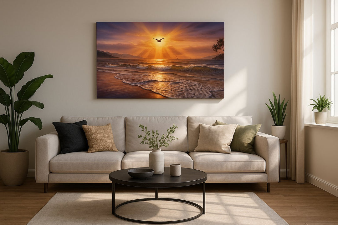 Gilded Tide Reverie - Beach Wall Art, Coastal Canvas Print, Tropical Decor