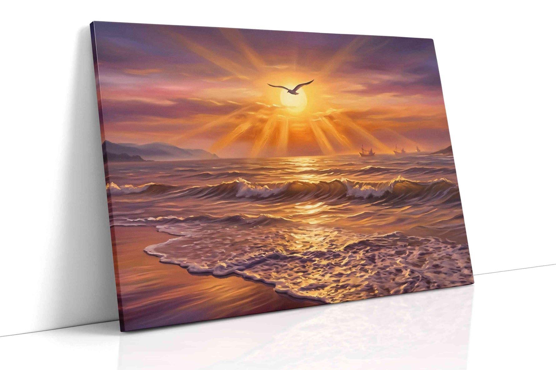 Gilded Tide Reverie beach canvas wall art gallery-wrapped landscape canvas studio shot