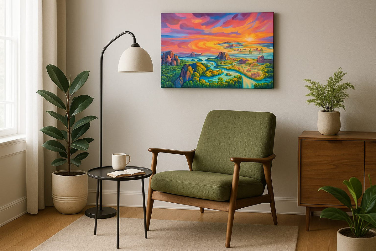 Neon Tides of Paradise - Beach Wall Art, Coastal Canvas Print, Tropical Decor
