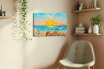 Sunburst Over Coral Tides - Beach Wall Art, Coastal Canvas Print, Tropical Decor