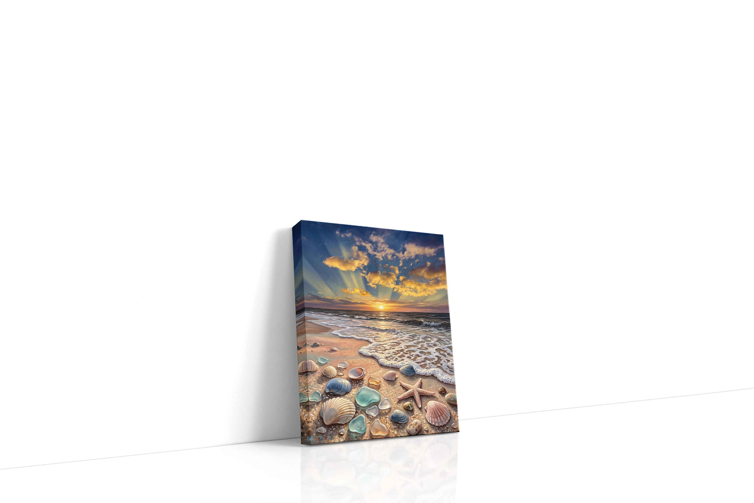 Sunlit Tides of Reverie beach canvas wall art gallery-wrapped portrait canvas studio shot