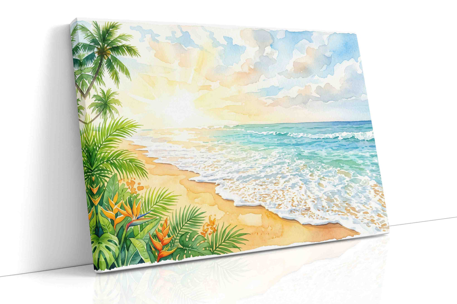 Sunwashed Tropic Reverie beach canvas wall art gallery-wrapped landscape canvas studio shot