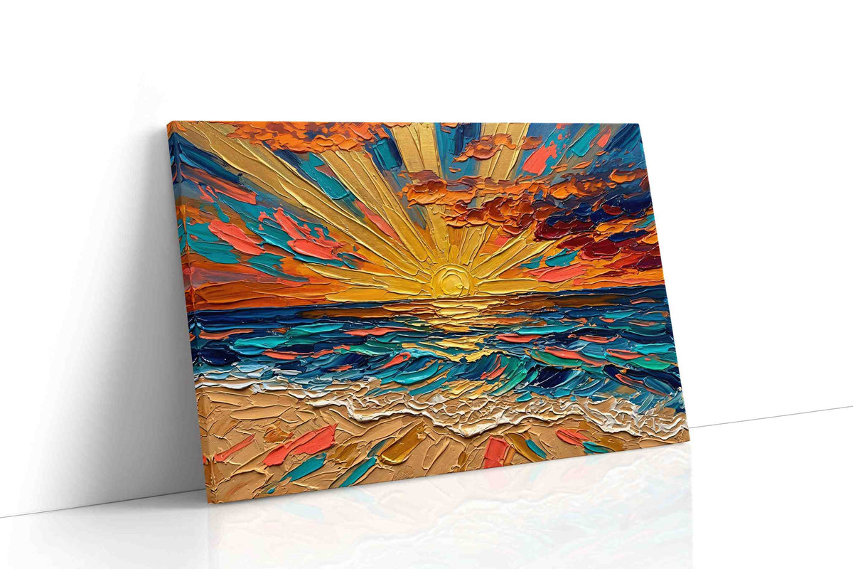 Tidal Ember Dawn beach canvas wall art gallery-wrapped landscape canvas studio shot