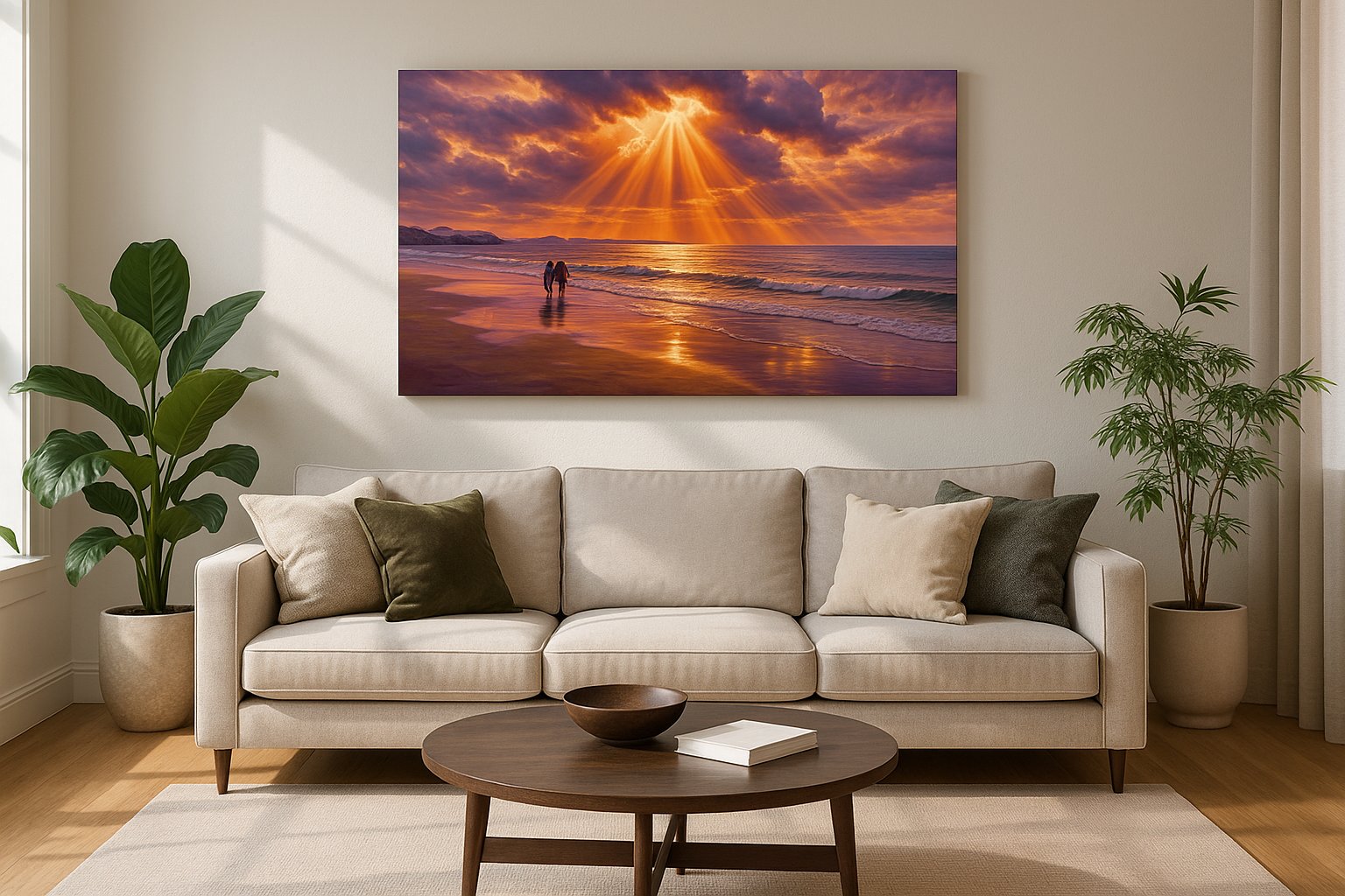 Where the Heavens Pour Gold - Beach Wall Art, Coastal Canvas Print, Tropical Decor