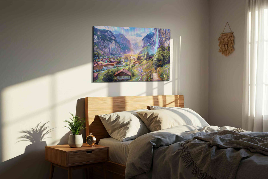 Aurora Vale Reverie - Fantasy Wall Art, Magical Canvas Print, Mythical Art