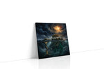 Blood Moon Over Sunken Runes fantasy canvas wall art gallery-wrapped square canvas studio shot