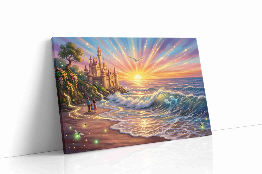 Castle of the Luminous Tide fantasy canvas wall art gallery-wrapped landscape canvas studio shot