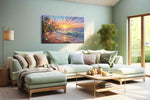 Castle of the Luminous Tide fantasy canvas wall art shown in a wall scene