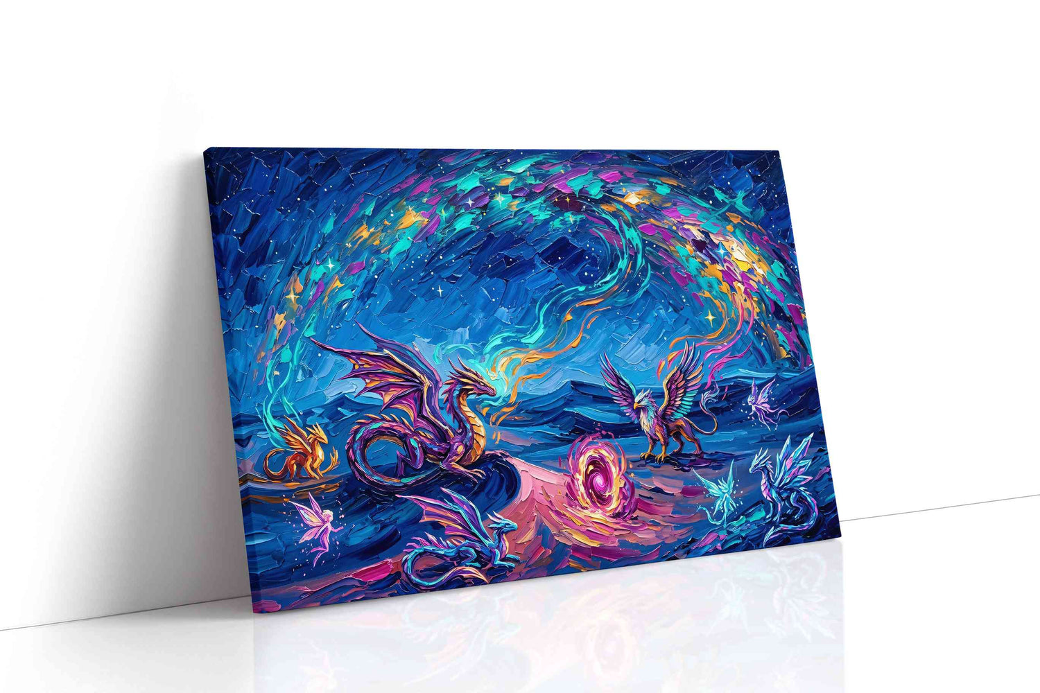 Celestial Bestiary Bloom fantasy canvas wall art gallery-wrapped landscape canvas studio shot