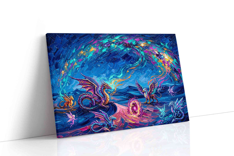 Celestial Bestiary Bloom fantasy canvas wall art gallery-wrapped landscape canvas studio shot