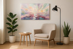 Celestial Bloom Citadel - Fantasy Wall Art, Magical Canvas Print, Mythical Art
