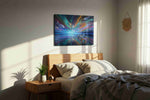 Celestial Tides of the Phoenix fantasy canvas wall art styled in a bedroom