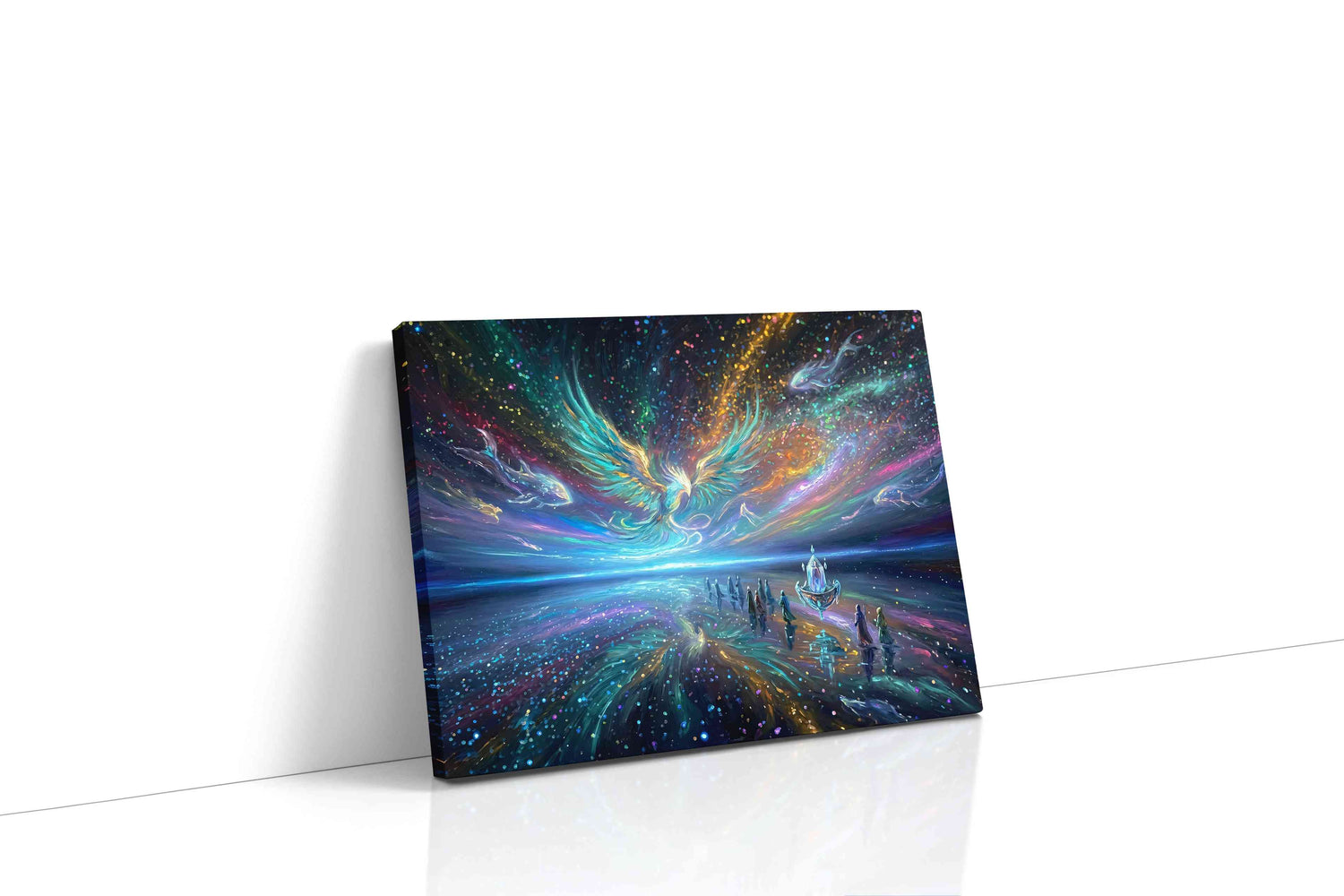 Celestial Tides of the Phoenix fantasy canvas wall art gallery-wrapped landscape canvas studio shot