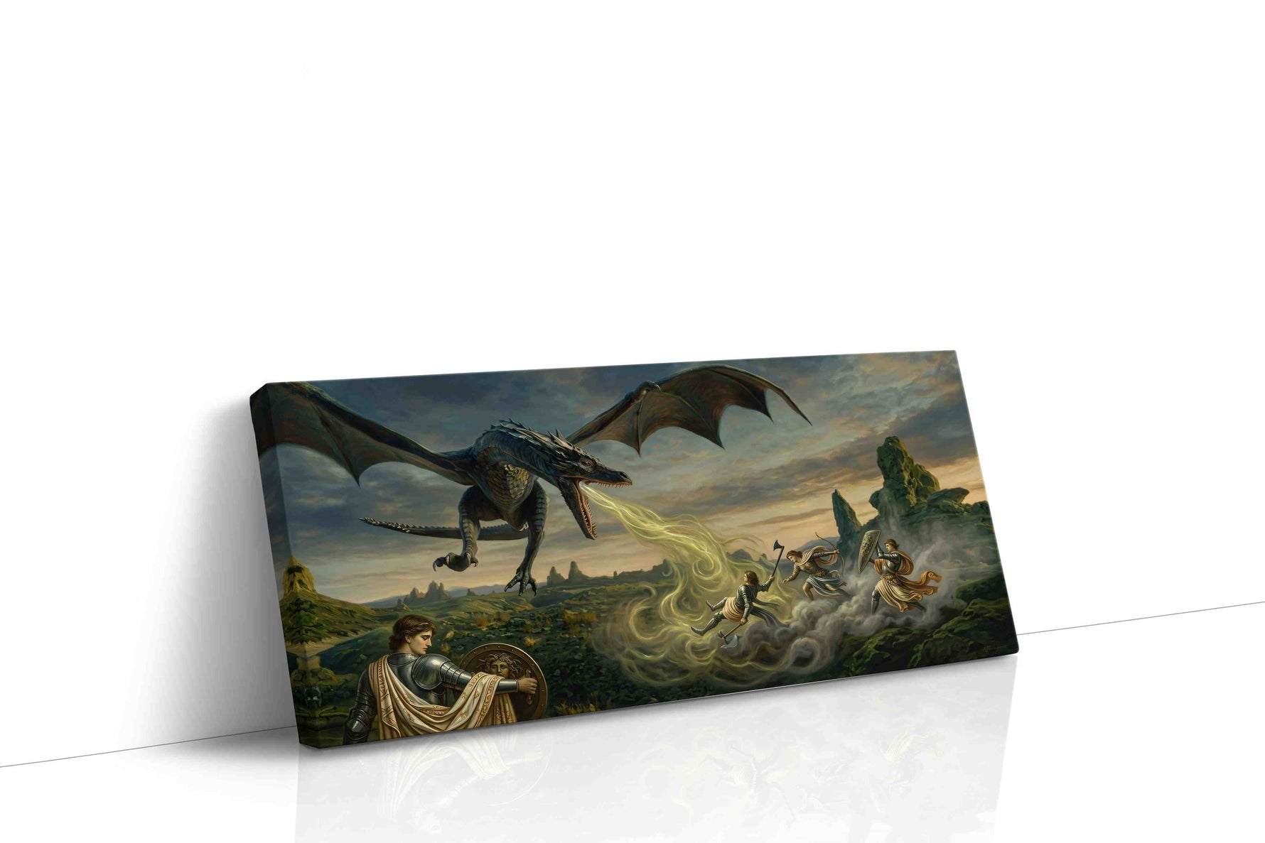 Dragon's Breath at Dusk fantasy canvas wall art gallery-wrapped landscape canvas studio shot