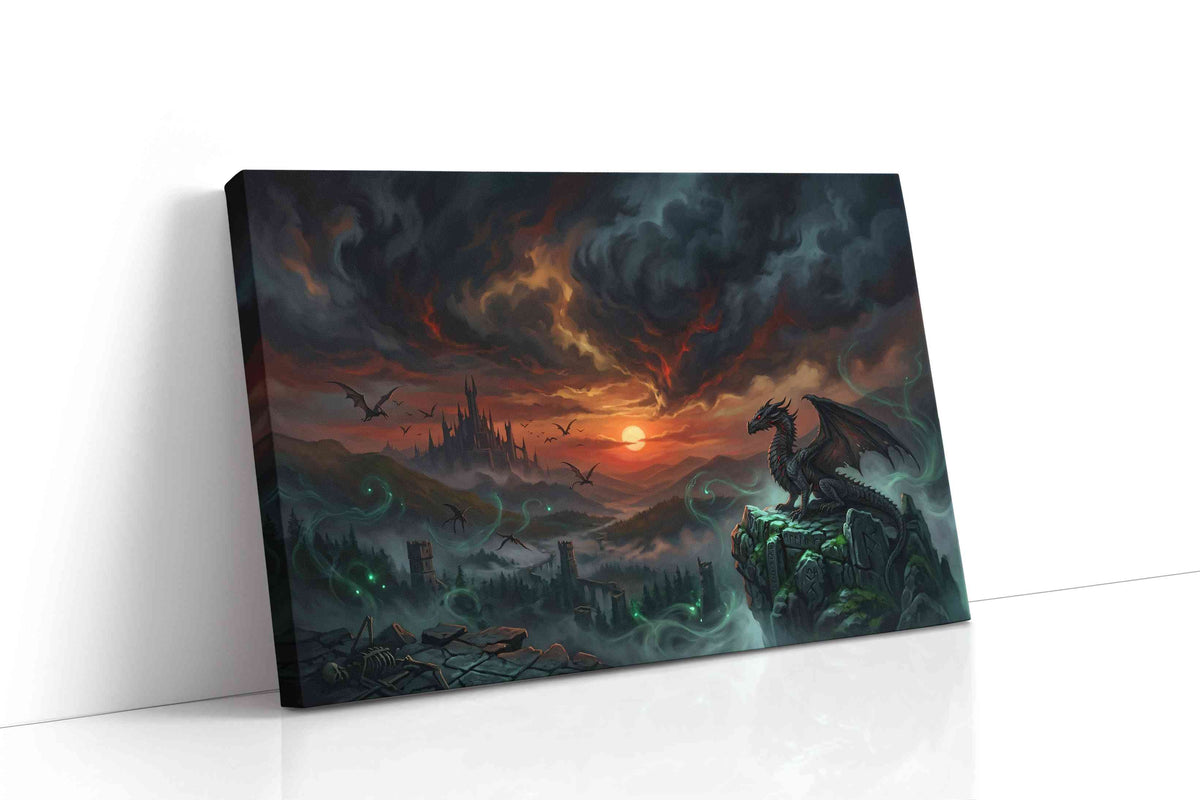 Ember Warden of Duskspire fantasy canvas wall art gallery-wrapped landscape canvas studio shot