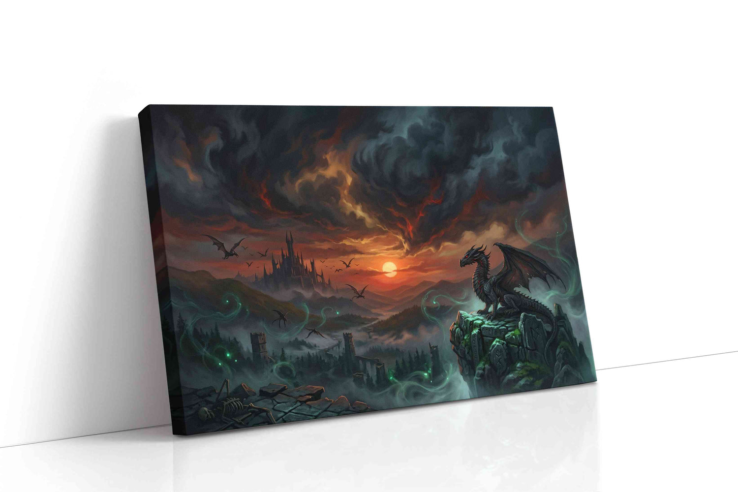 Ember Warden of Duskspire fantasy canvas wall art gallery-wrapped landscape canvas studio shot