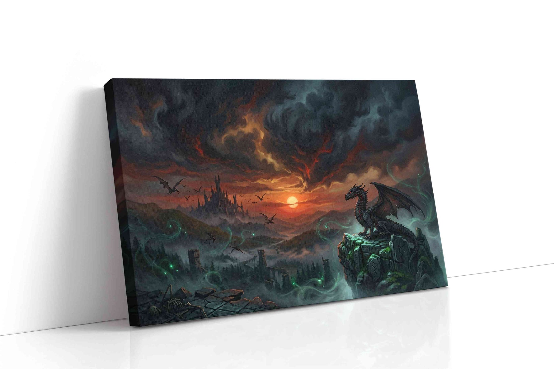 Ember Warden of Duskspire fantasy canvas wall art gallery-wrapped landscape canvas studio shot