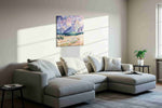 Gossamer Vale of Unicorn Skies fantasy canvas wall art styled in a living room