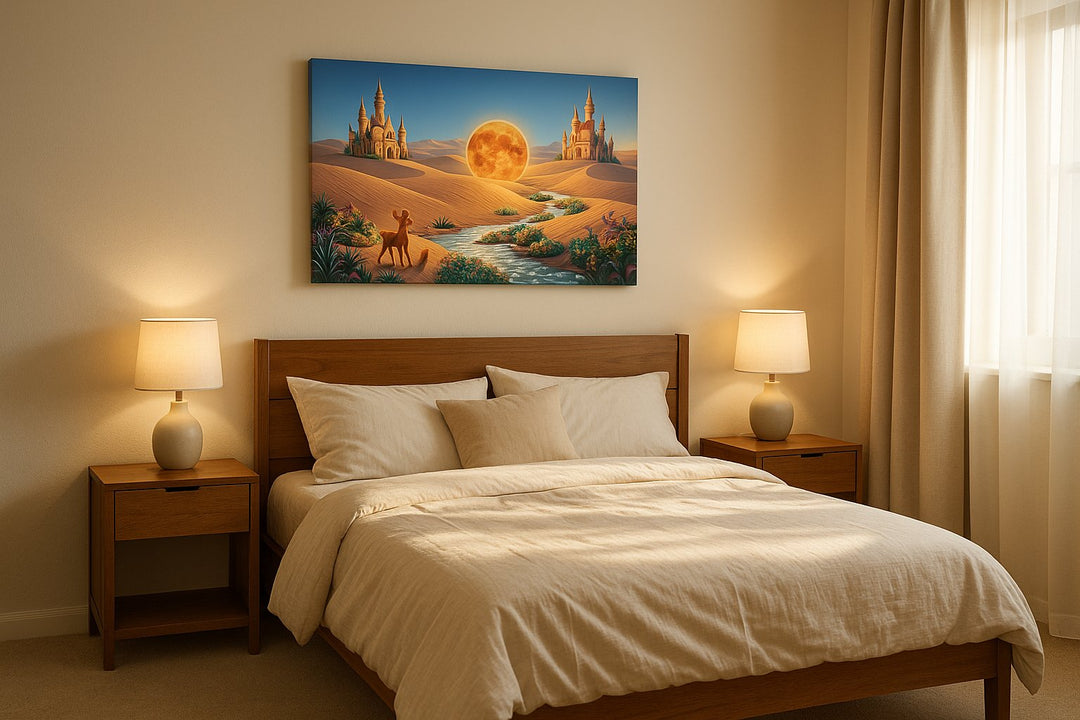 Moonspell Oasis Kingdom - Fantasy Wall Art, Magical Canvas Print, Mythical Art