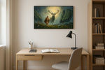 Oracle of the Stag Realm - Fantasy Wall Art, Magical Canvas Print, Mythical Art
