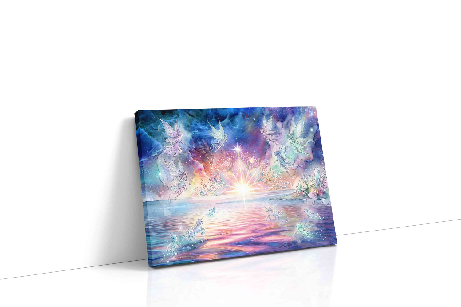 Starlit Fae Lagoon fantasy canvas wall art gallery-wrapped landscape canvas studio shot
