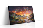 Starlit Path of Spirits fantasy canvas wall art displayed above a sofa in a modern living room
