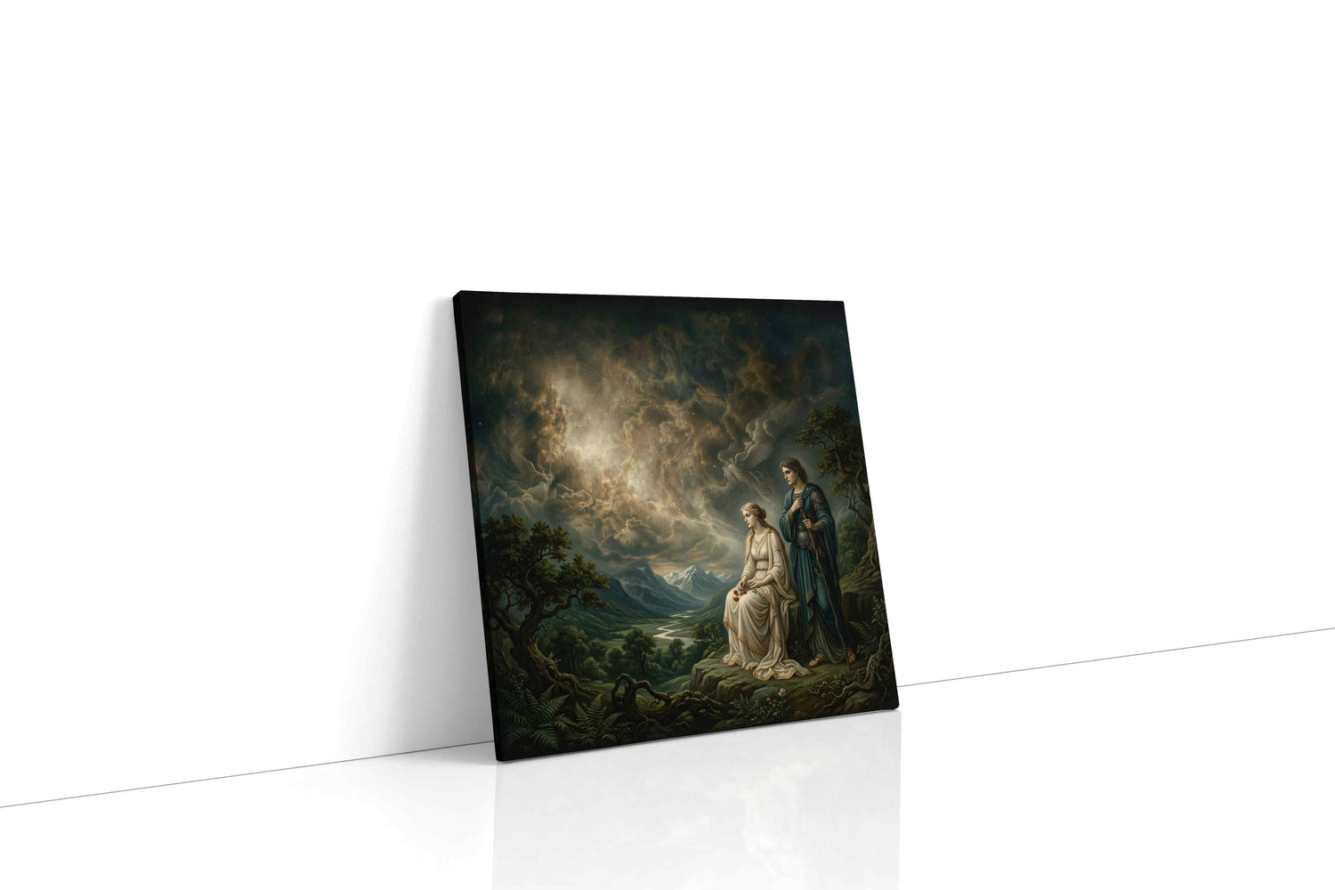 Under the Omens of Stars fantasy canvas wall art gallery-wrapped square canvas studio shot