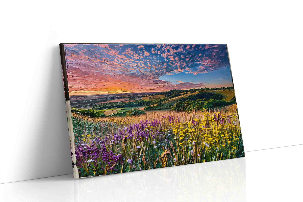 Petalfire Over the Vale canvas wall art gallery-wrapped landscape canvas studio shot