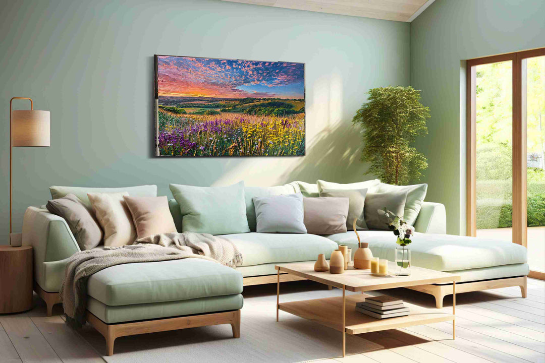 Petalfire Over the Vale - Floral Canvas Print, Botanical Wall Art, Flower Canvas Art