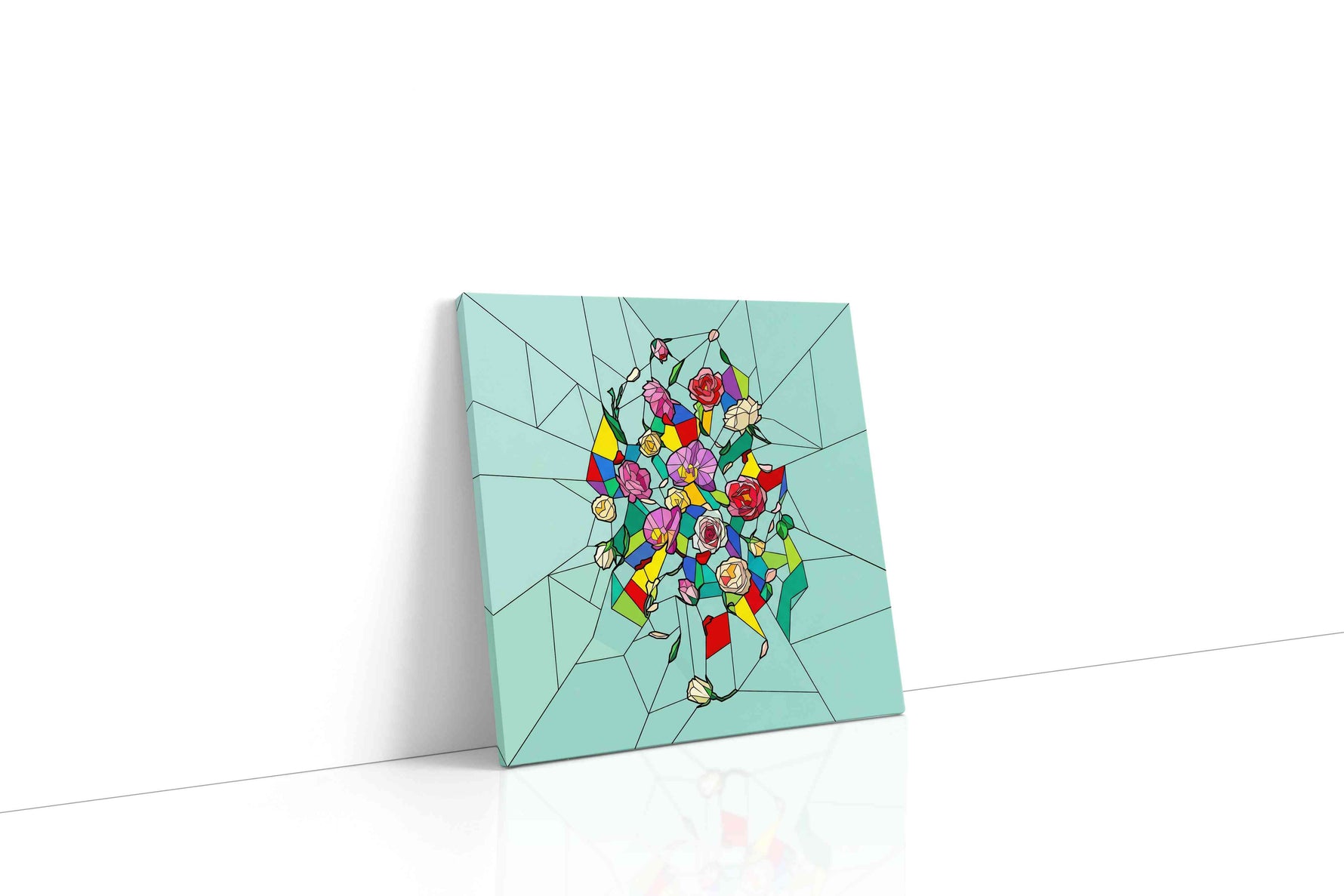 Prismatic Rose Reverie canvas wall art gallery-wrapped square canvas studio shot