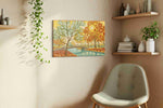 Sunlit Folk Garden Reverie canvas wall art styled in a living room
