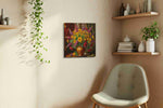 Velvet Nocturne in Gold canvas wall art styled in a living room