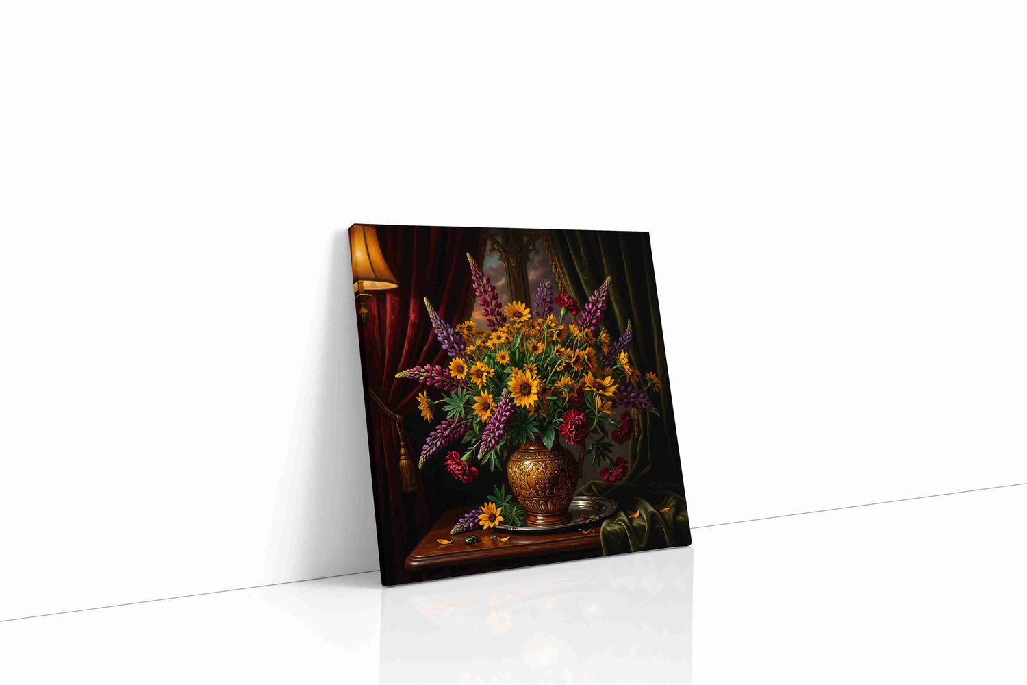Velvet Nocturne in Gold canvas wall art gallery-wrapped square canvas studio shot