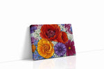 Velvet Solstice Bouquet canvas wall art displayed above a sofa in a modern living room