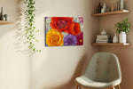 Velvet Solstice Bouquet canvas wall art styled in a living room